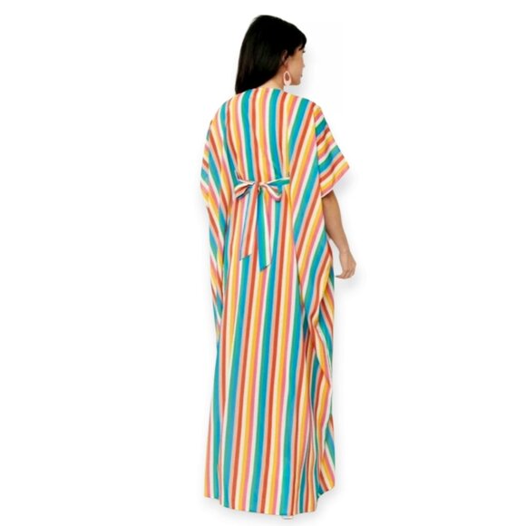 Unique Vintage Rainbow Striped Burton Caftan Dress size o/s - Picture 5 of 16